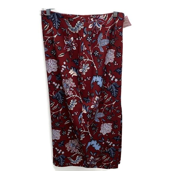 Diane Von Furstenberg Burgundy w/Blue Floral Skirt - Picture 2 of 3